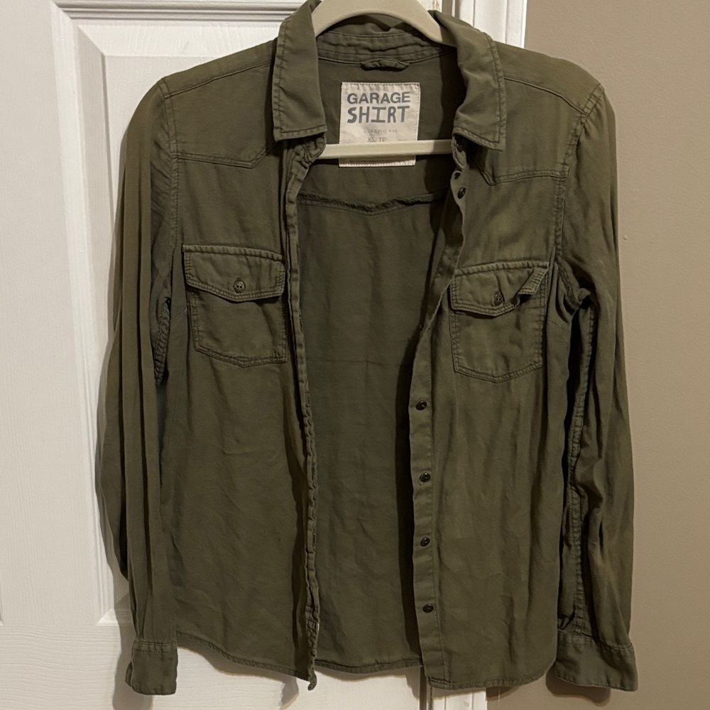 Garage Women's Army Green Button Down Shirt